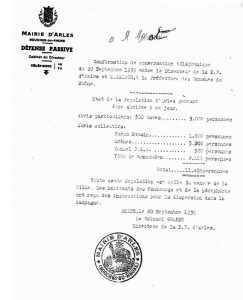 Défense passive, abris destinés à accueillir la population, 20 septembre 1939, (Arch. Arles, H866)