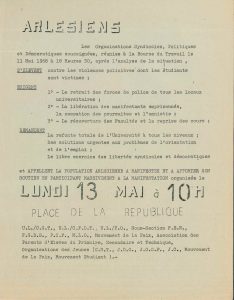 Tract des organisations syndicales à l’issue de la réunion du 11 mai 1968 (Archives Communales d'Arles, 32S291)