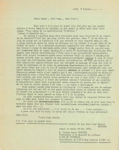 Lettre de Jean Benoit Frèches lue lors de la manifestation du 13 mai 1968 sur la place de la République à Arles (Archives Communales d'Arles, 32S291)