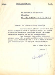 Les organisations syndicales dénoncent l’augmentation des prix liée aux pénuries (Archives Communales d'Arles, 32S291).