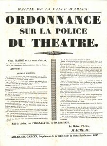 Ordonnance sur la police du théâtre, 1833 (ACA, R25)