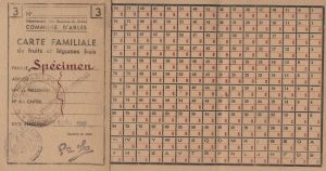Spécimen de carte familiale de fruits et légumes de la commune d'Arles, [1942] - A.C. Arles - F138